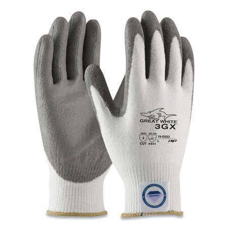PIP Great White 3GX Seamless Knit Dyneema Diamond Blended Gloves, Medium, White/Gray 19-D322/M